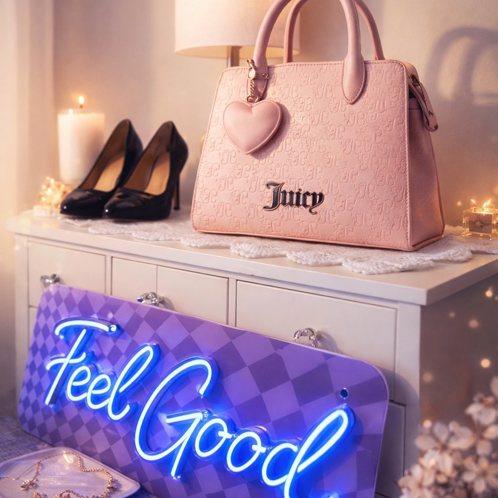 Juicy Couture Pink Satchel with Heart Accent